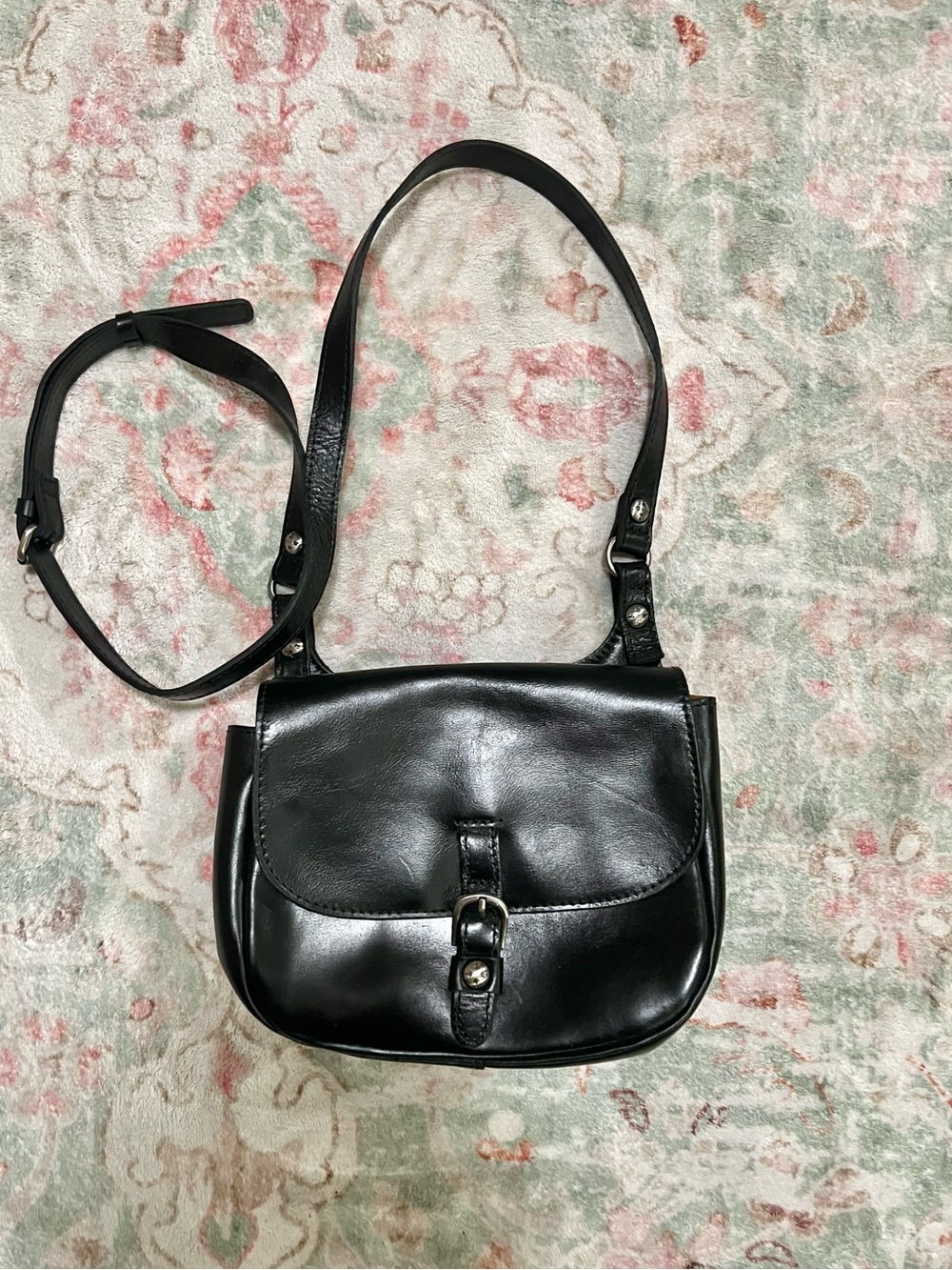 Patricia Nash Claretta Black Leather Saddlebag Purse